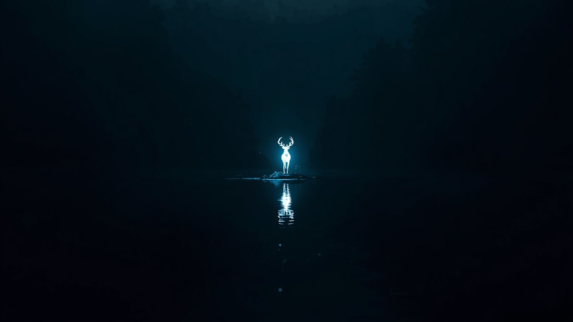 Deer with lake reflection